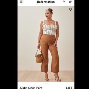 Reformation Justin Linen Pant Sz 12